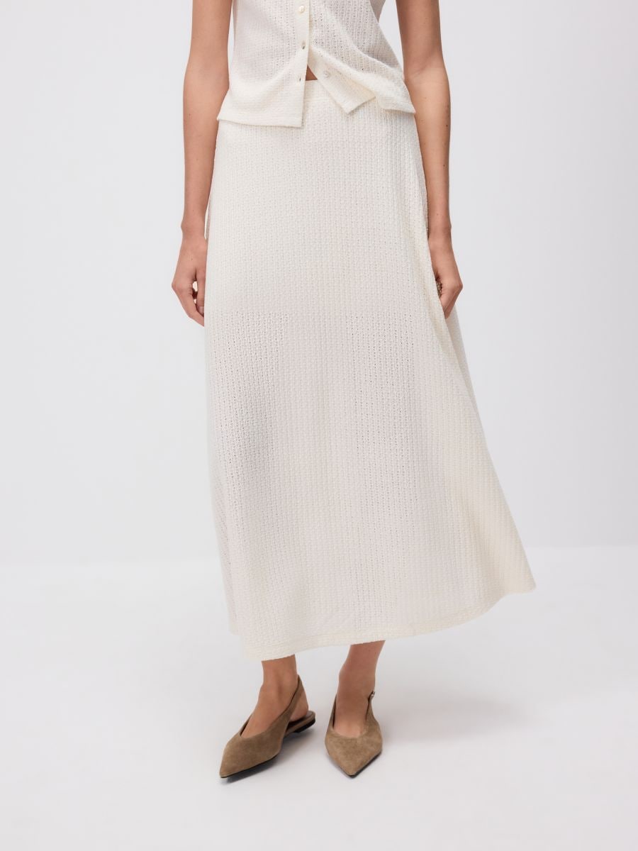 Maxi jersey skirt - cream - RESERVED