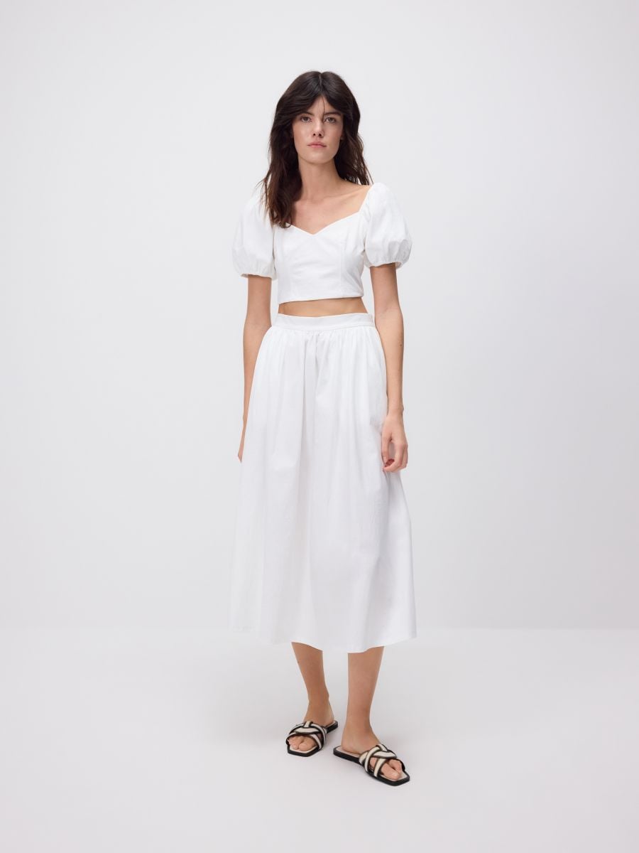 Flared midi skirt - white - RESERVED - 3