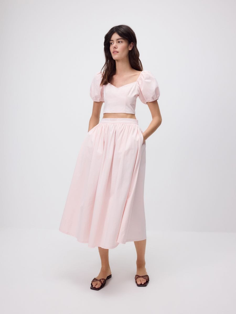 Flared midi skirt - pastel pink - RESERVED - 2
