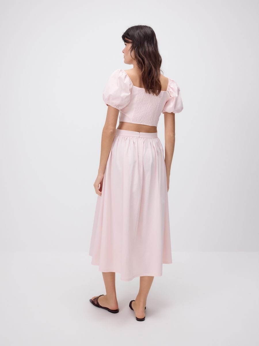 Flared midi skirt - pastel pink - RESERVED - 3