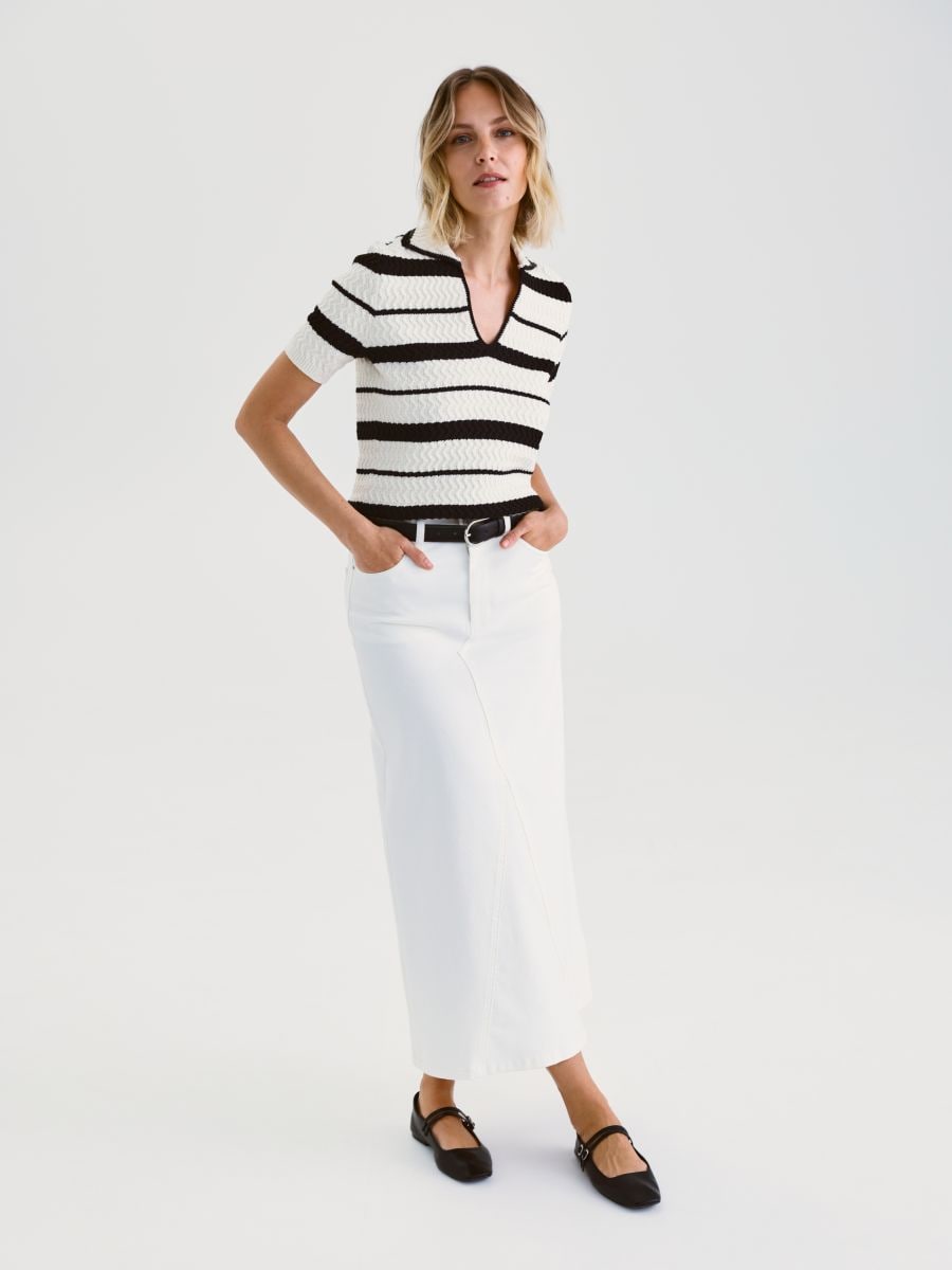 Pull style polo en coton majoritaire - multicolore - RESERVED - 3