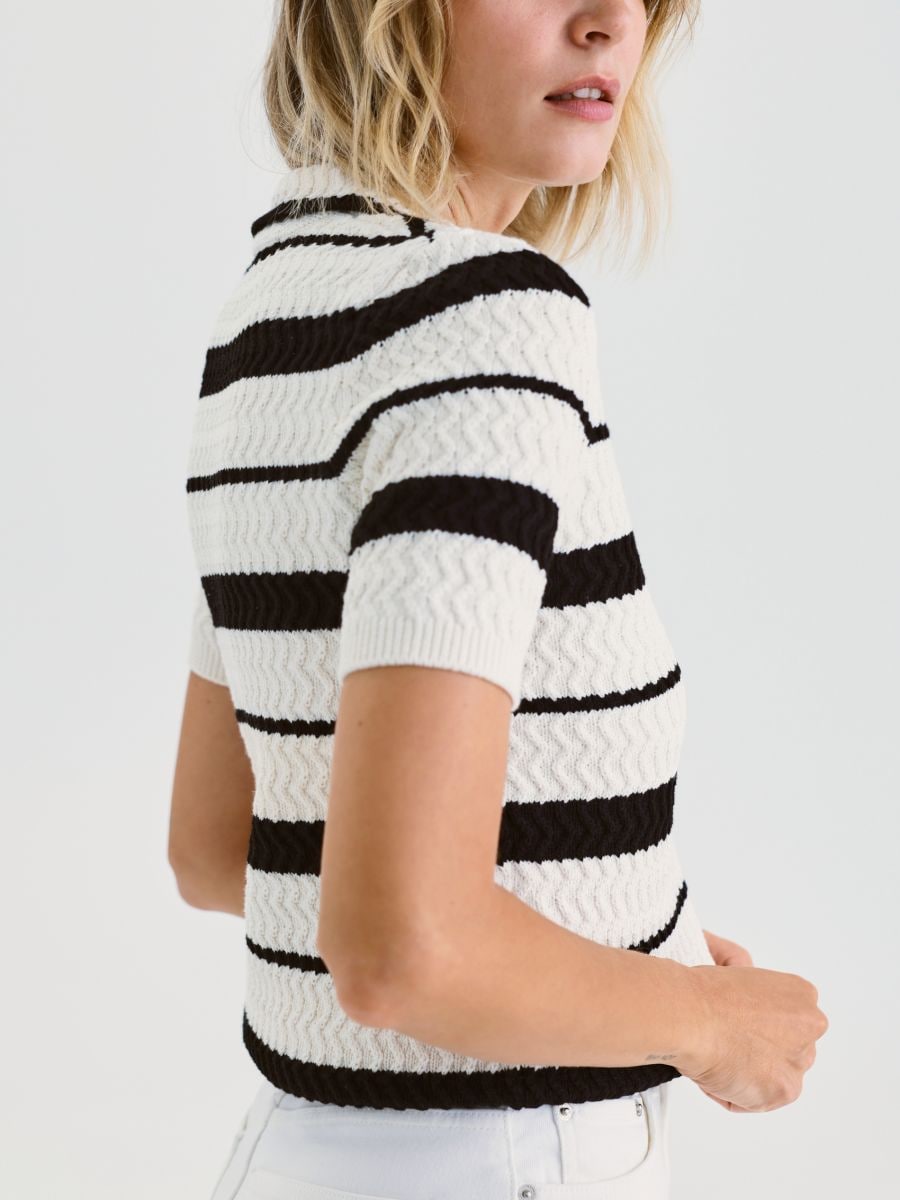 Pull style polo en coton majoritaire - Multicolore - RESERVED - 3