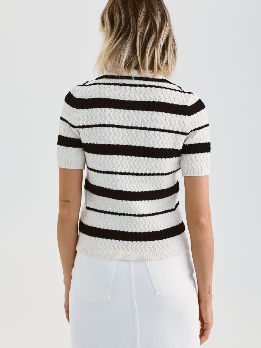 Pull style polo en coton majoritaire - Multicolore - RESERVED - 4
