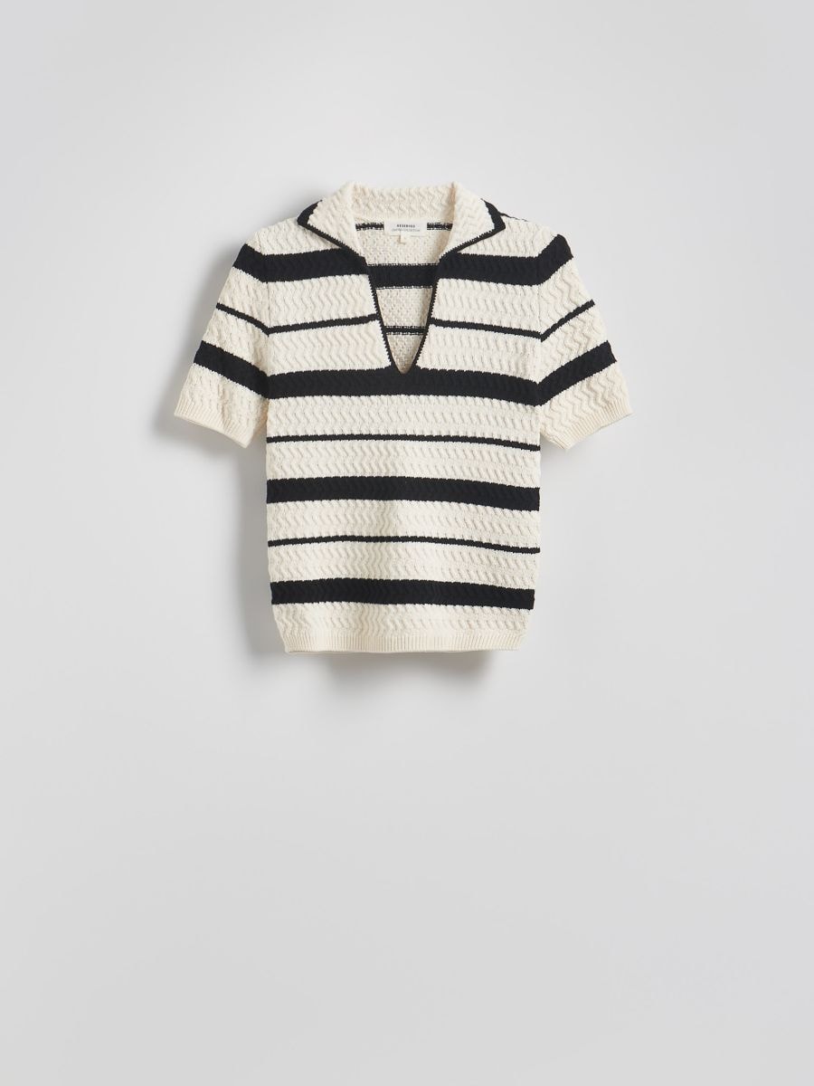 Pull style polo en coton majoritaire - Multicolore - RESERVED - 5