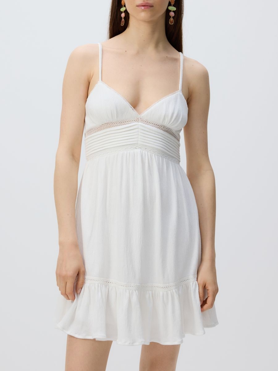 Mini dress with straps - cream - RESERVED - 2