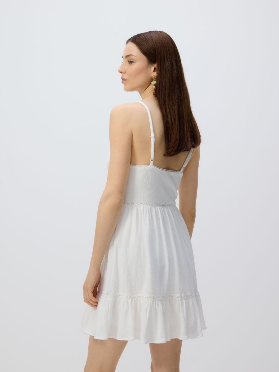 Mini dress with straps - cream - RESERVED - 3