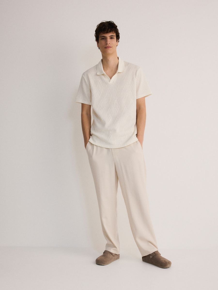 Polo structuré regular fit - crème - RESERVED - 2
