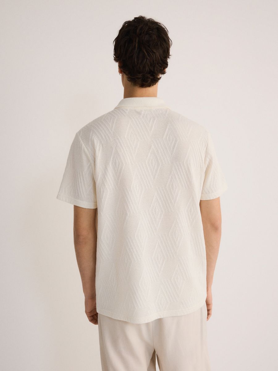 Polo structuré regular fit - crème - RESERVED - 4