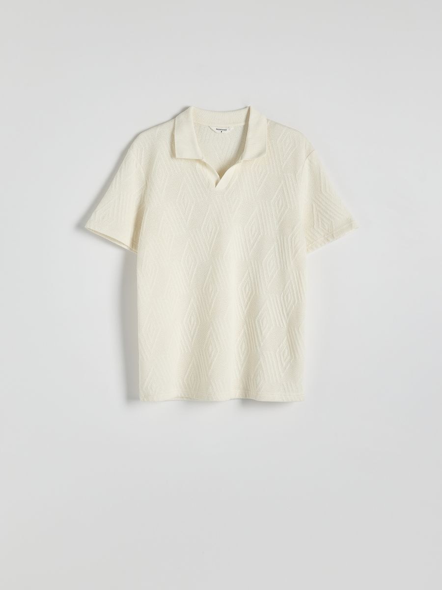 Polo structuré regular fit - crème - RESERVED - 5