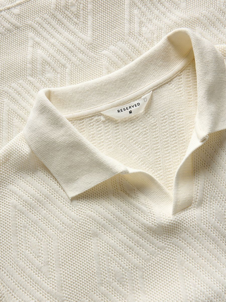 Polo structuré regular fit - crème - RESERVED - 6