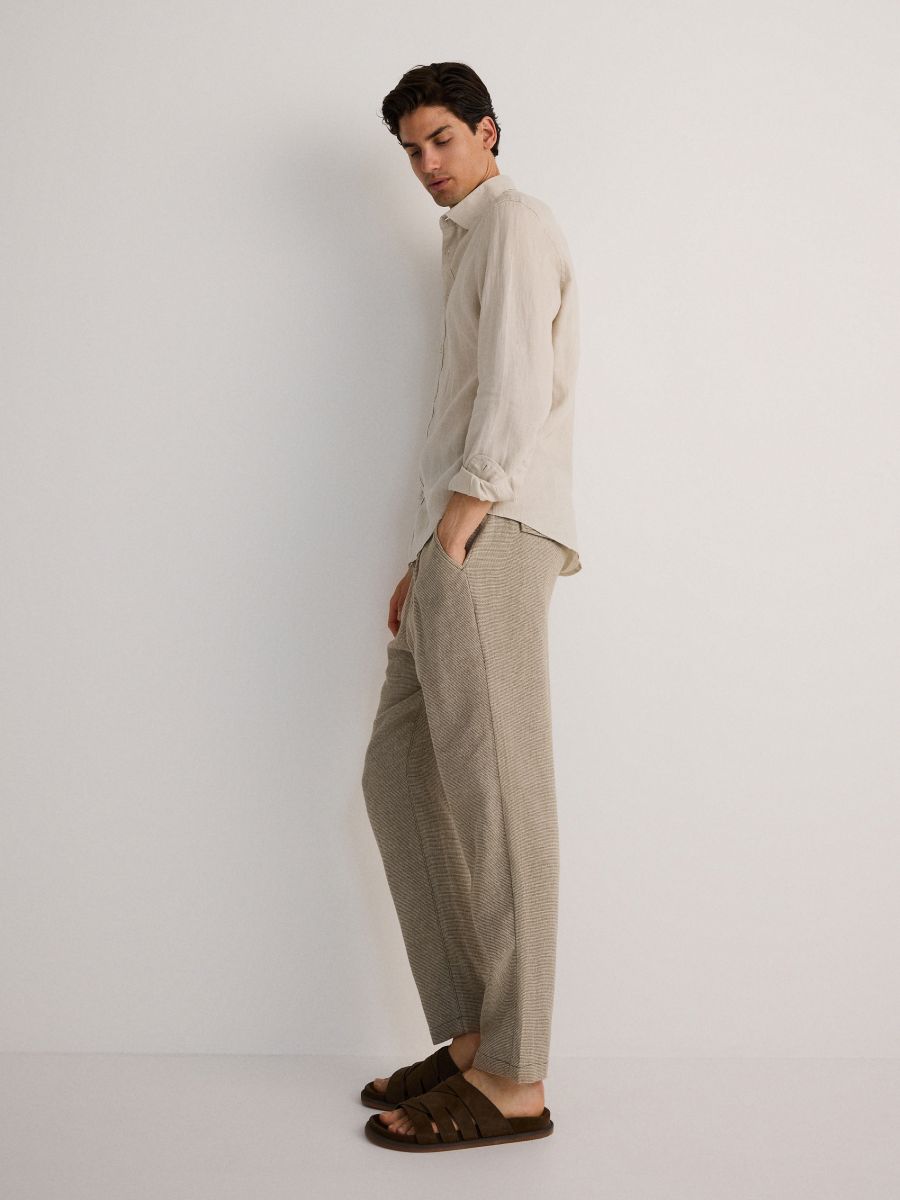 Regular linen rich trousers - yellow green - RESERVED - 2