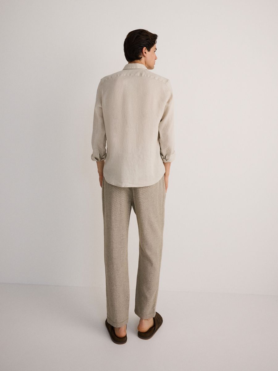 Regular linen rich trousers - yellow green - RESERVED - 4