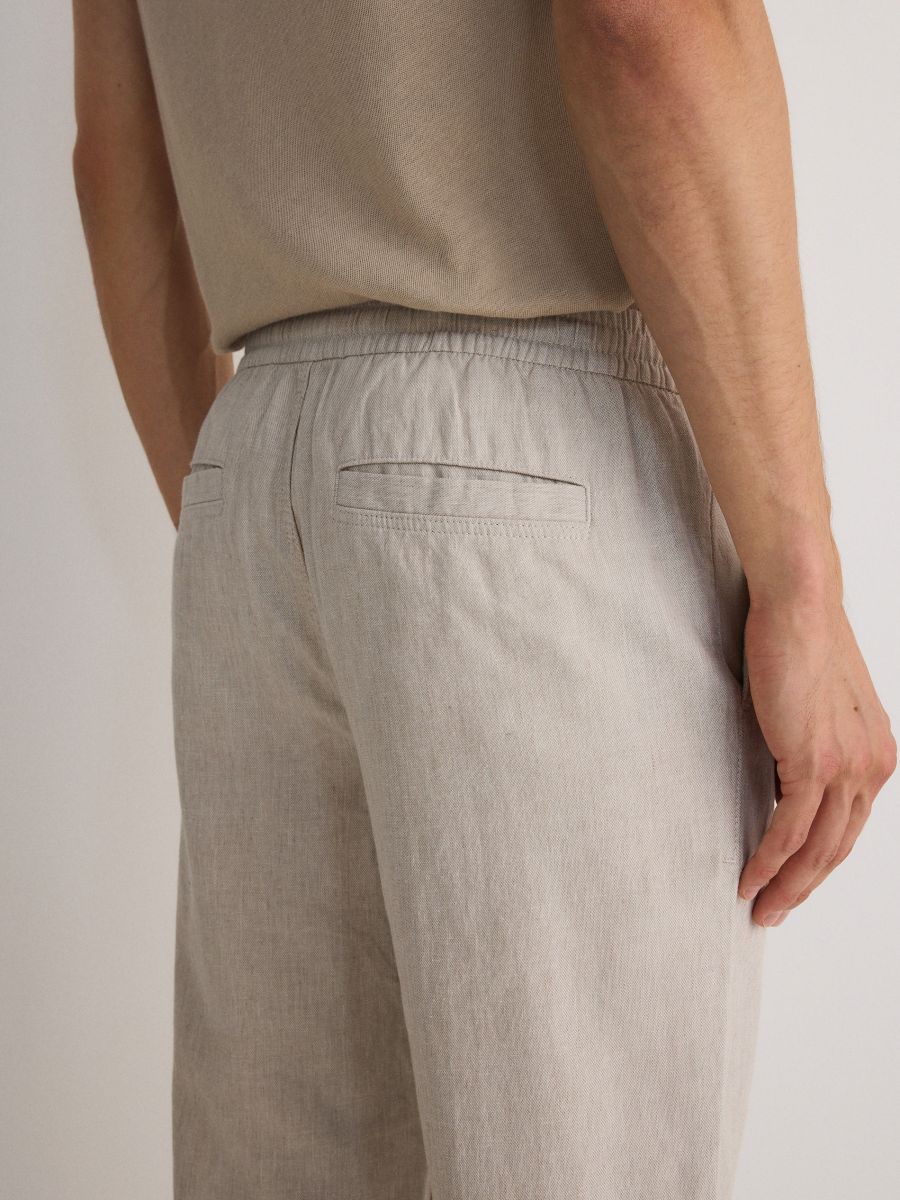 Loose trousers with linen blend - beige - RESERVED - 4