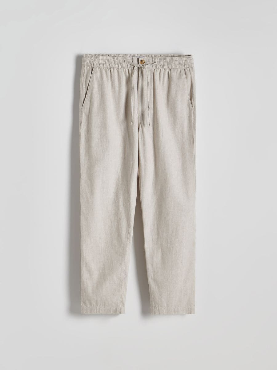Loose trousers with linen blend - beige - RESERVED - 5