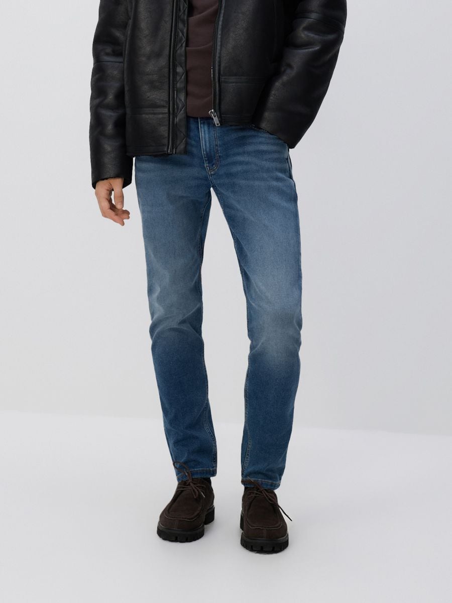 Slim jeans with wash effect - blue jeans - RESERVED