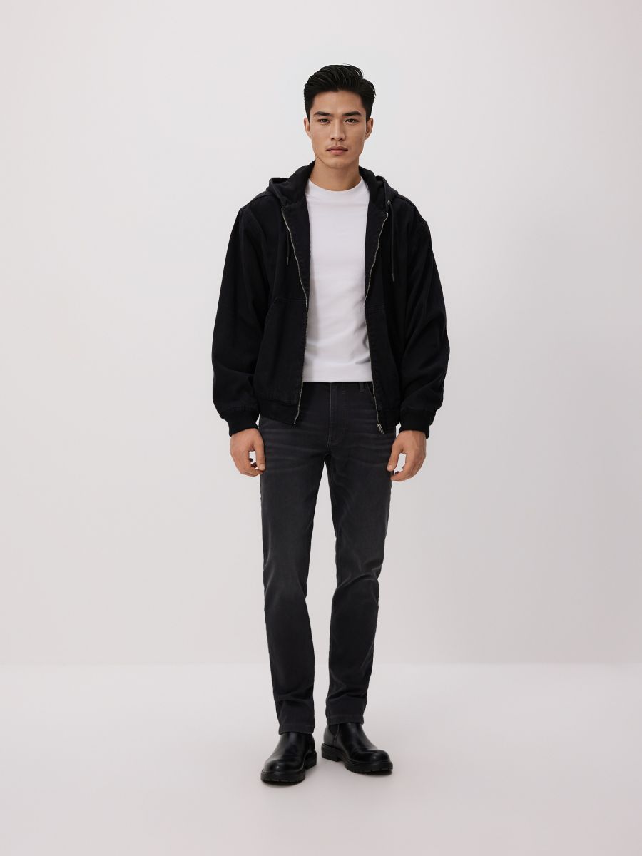 Slim farmerke ispranog izgleda - sivo - RESERVED