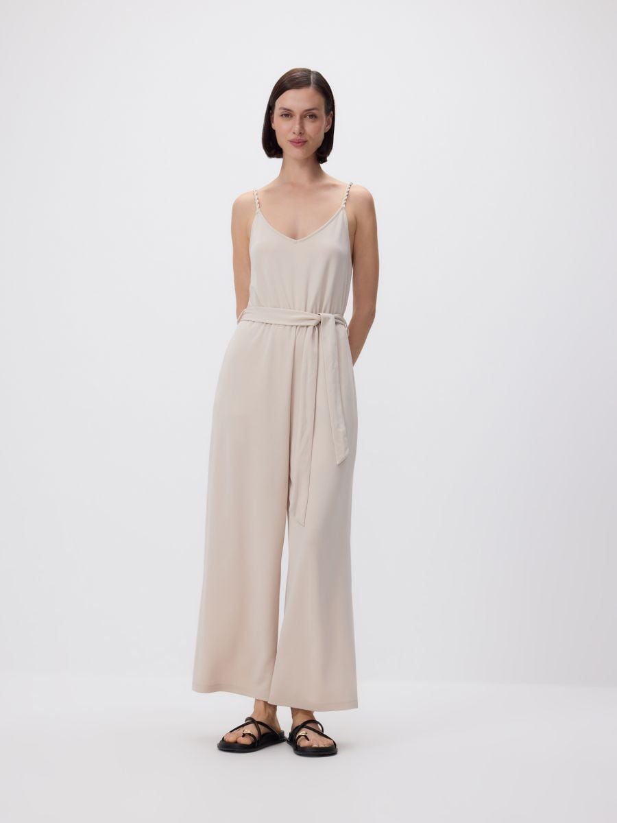 Modal blend jumpsuit - beige - RESERVED