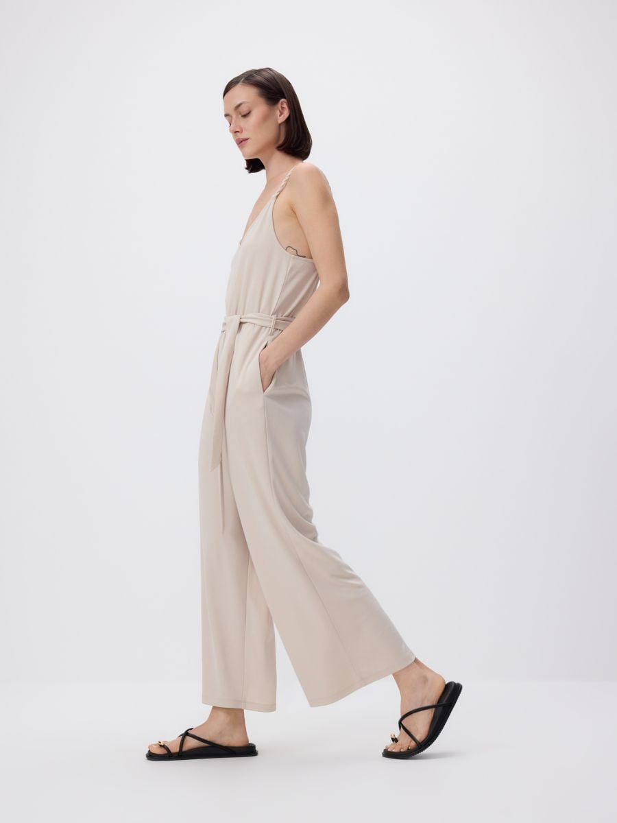 Modal blend jumpsuit - beige - RESERVED - 3
