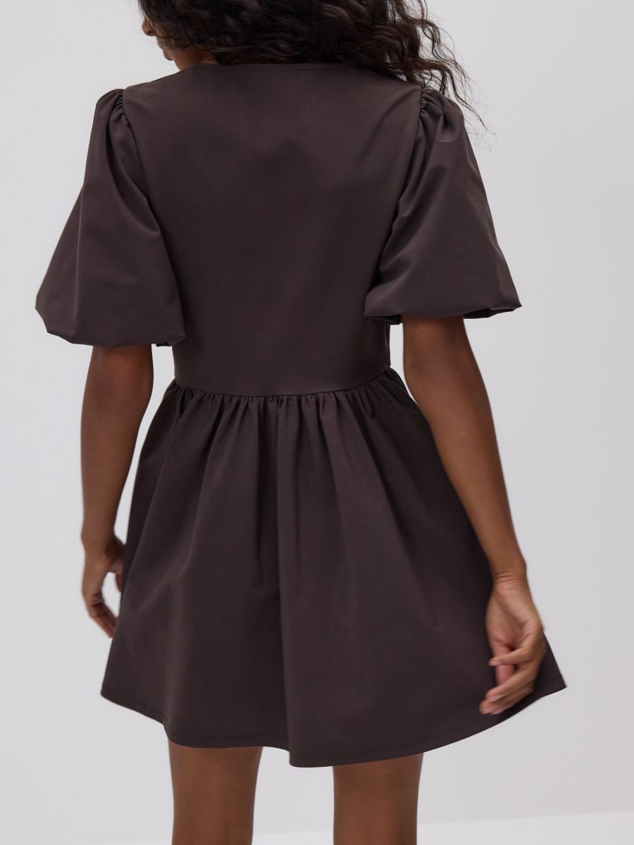 Minikleid mit Bindedetail - dunkelbraun - RESERVED - 2