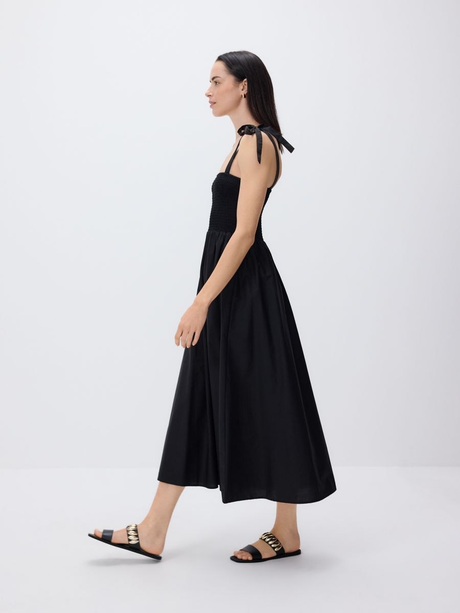 Abito midi con lacci - nero - RESERVED - 3