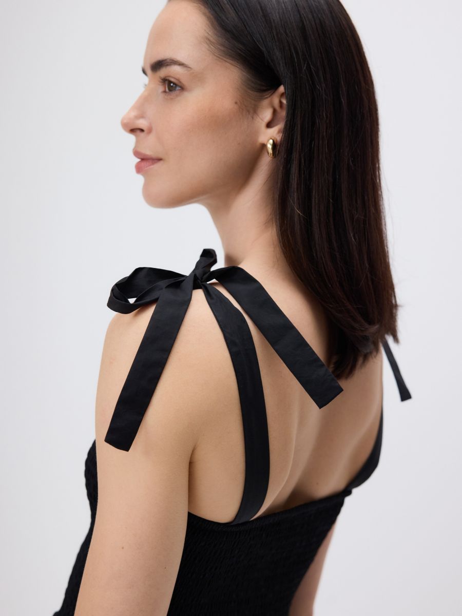 Abito midi con lacci - nero - RESERVED - 5