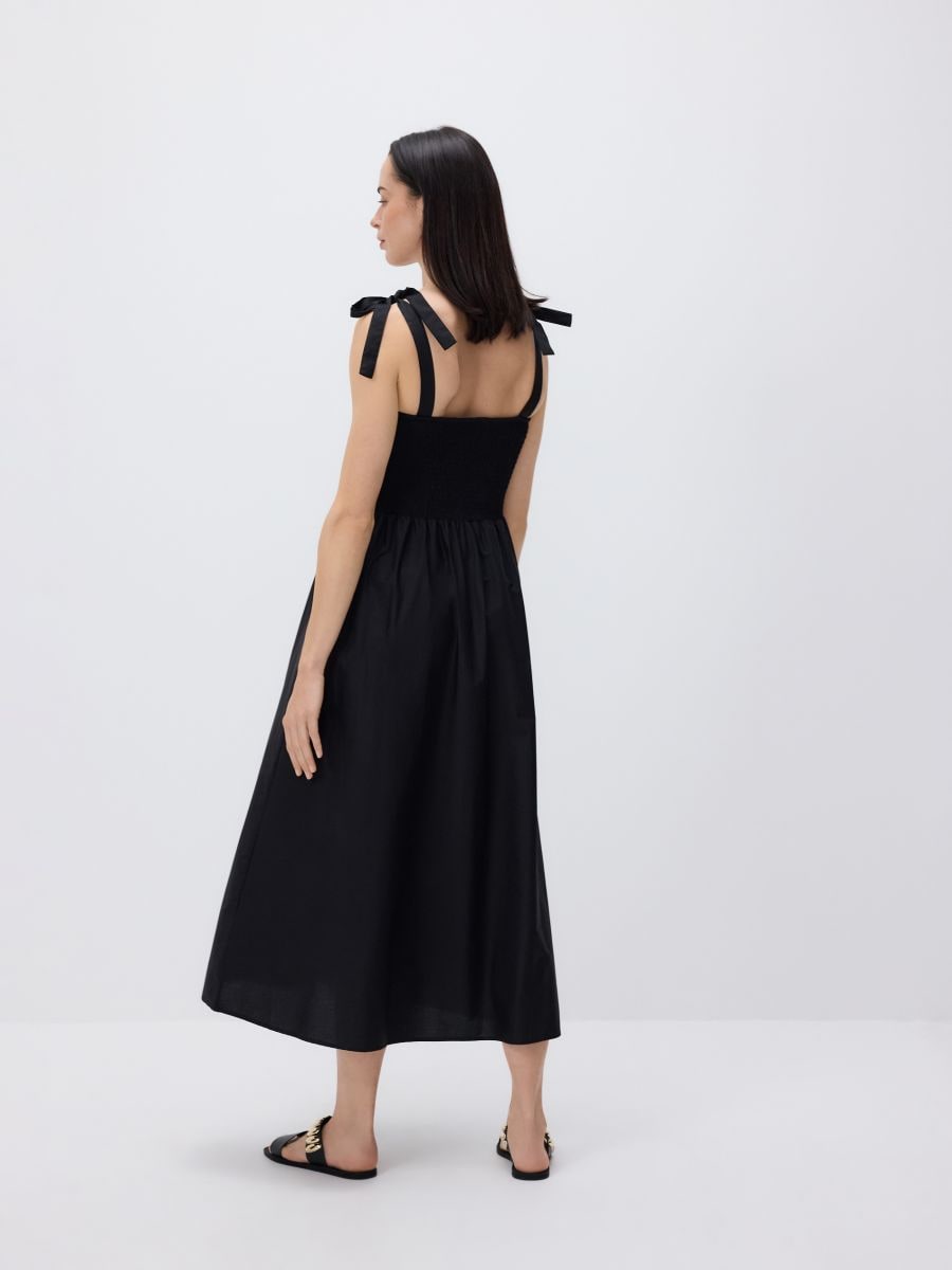 Abito midi con lacci - nero - RESERVED - 6