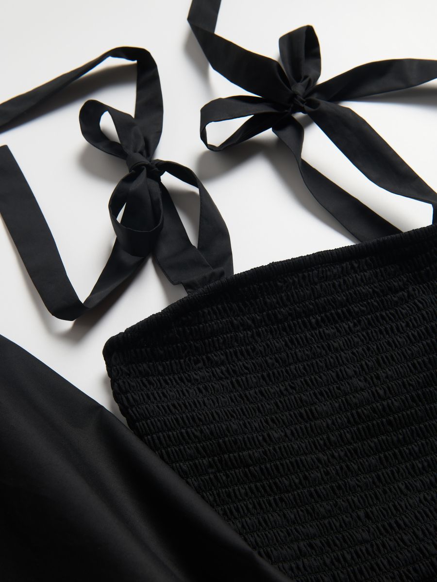 Abito midi con lacci - nero - RESERVED - 8