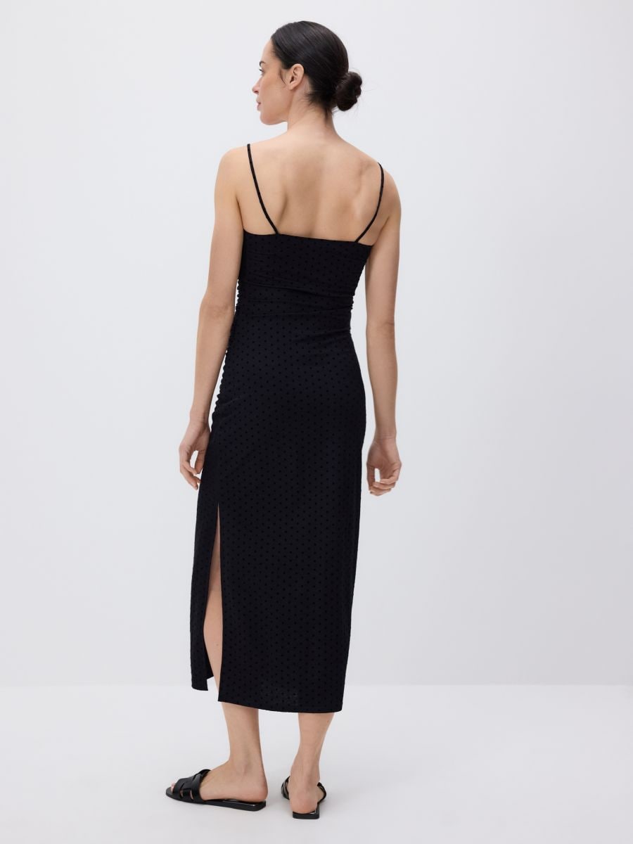 Nabrana maxi haljina - crno - RESERVED - 4