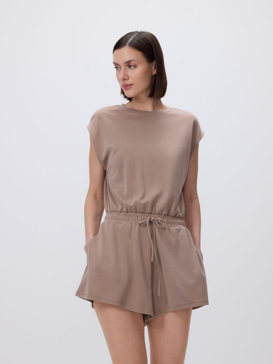 Korte jumpsuit van modal - KOFFIEBRUIN - RESERVED
