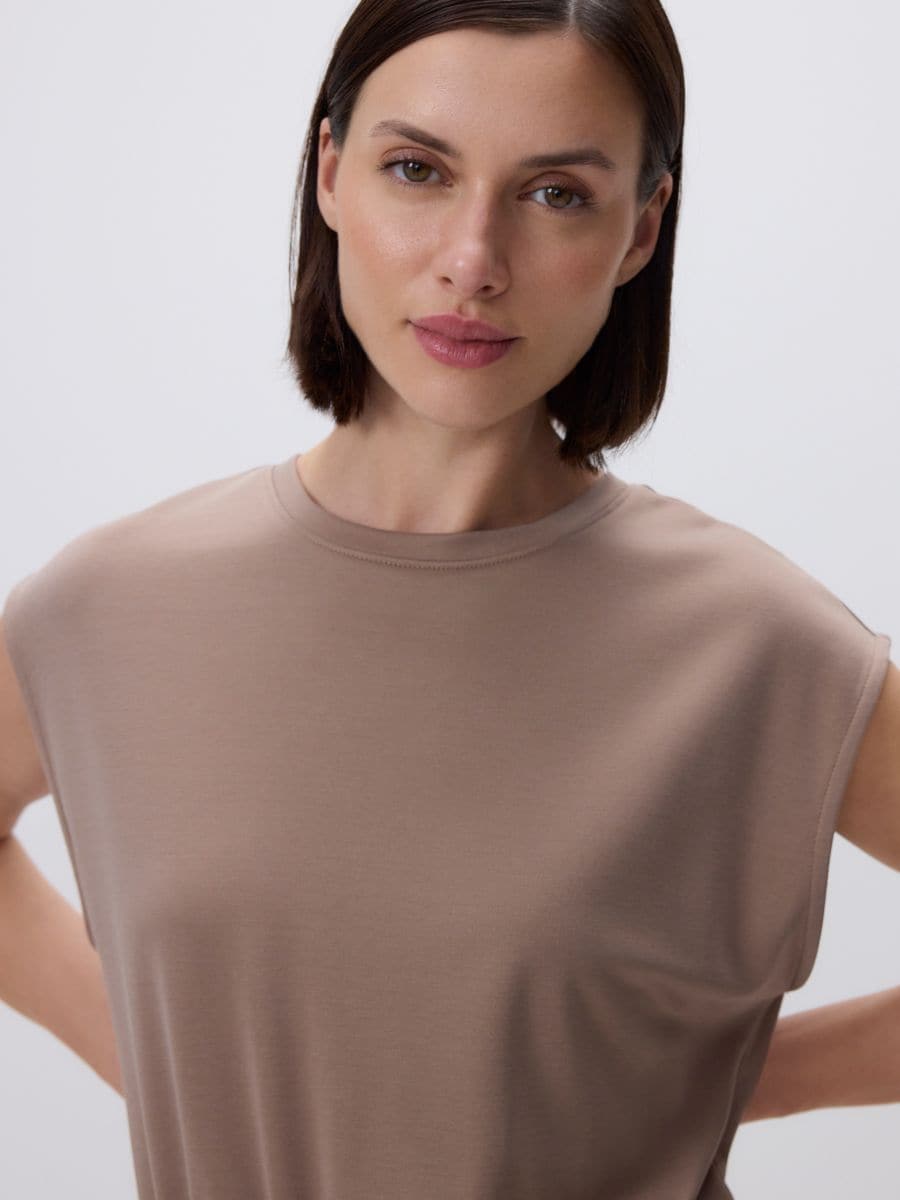 Short jumpsuit with modal - coffee - RESERVED - 5