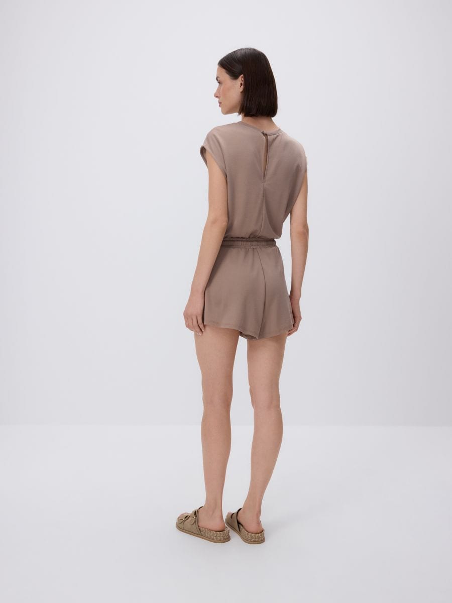 Short jumpsuit with modal - coffee - RESERVED - 6