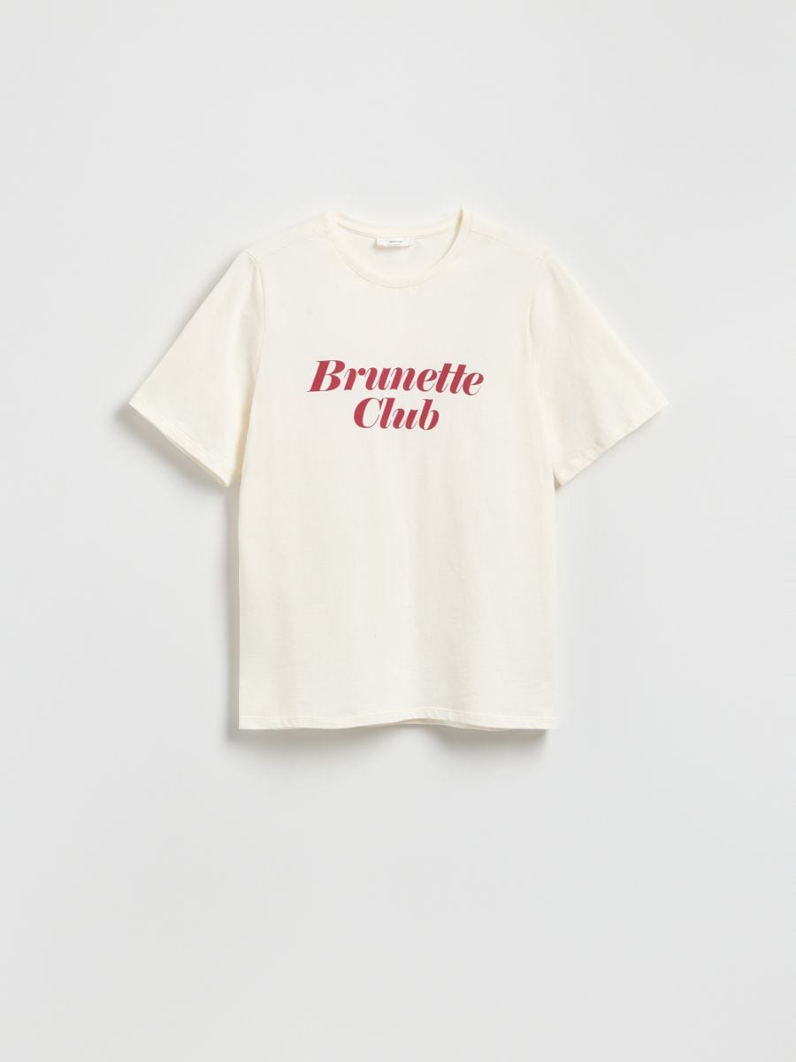 T-shirt z nadrukiem - złamana biel - RESERVED