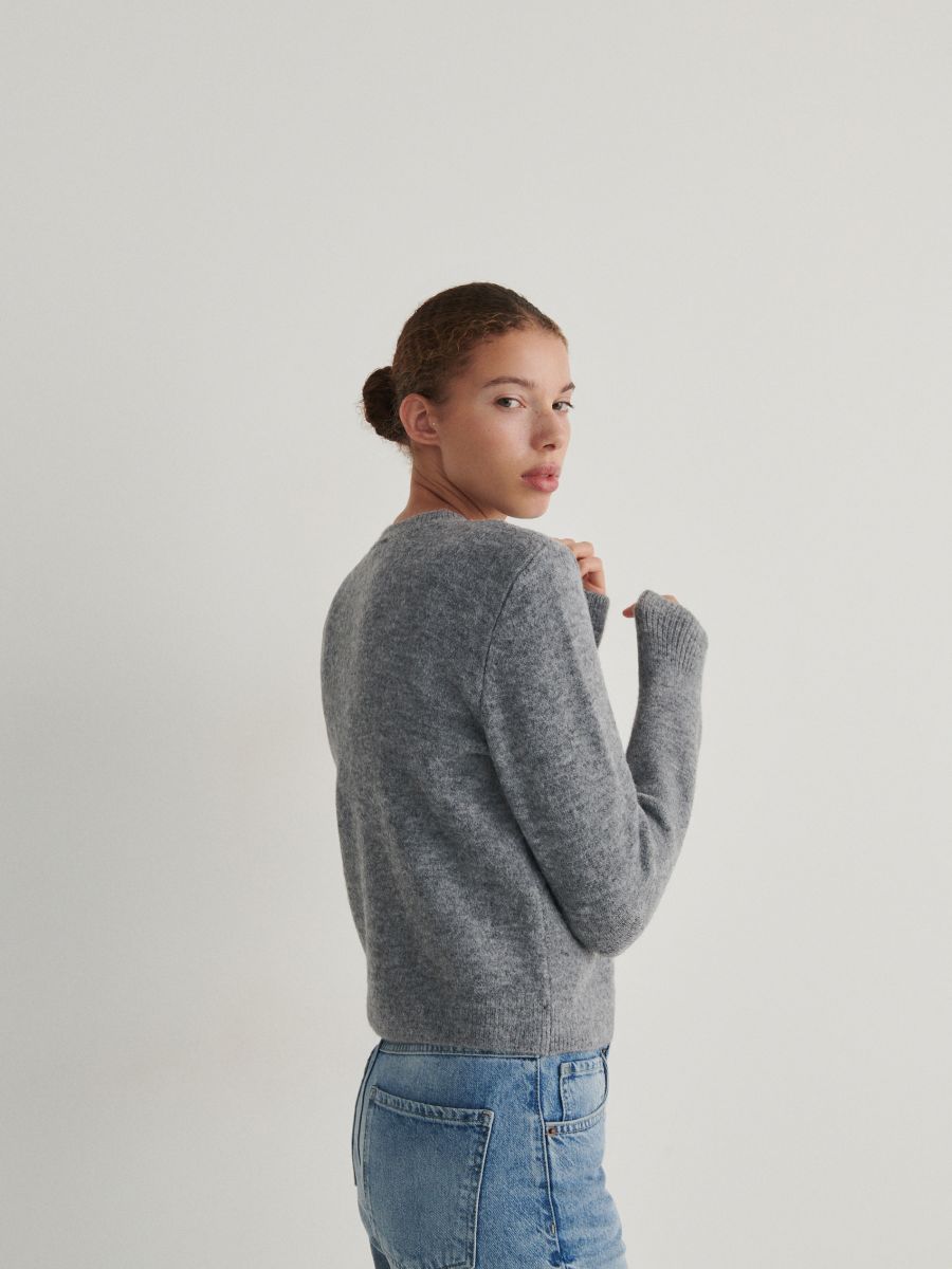 Pull avec fleurs brodées - Gris clair - RESERVED - 3