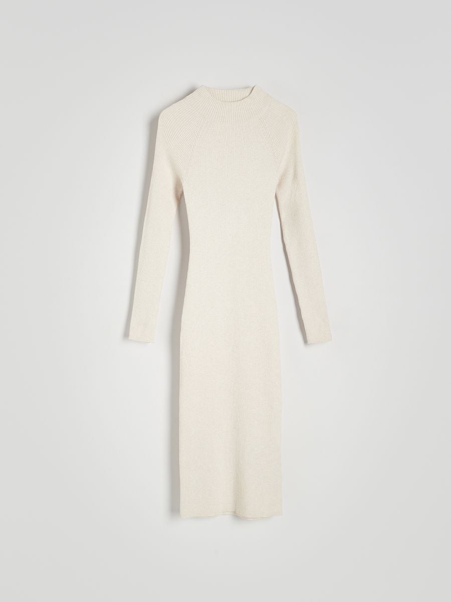 Ribbed midi dress with mock neck - nude - RESERVED - 6
