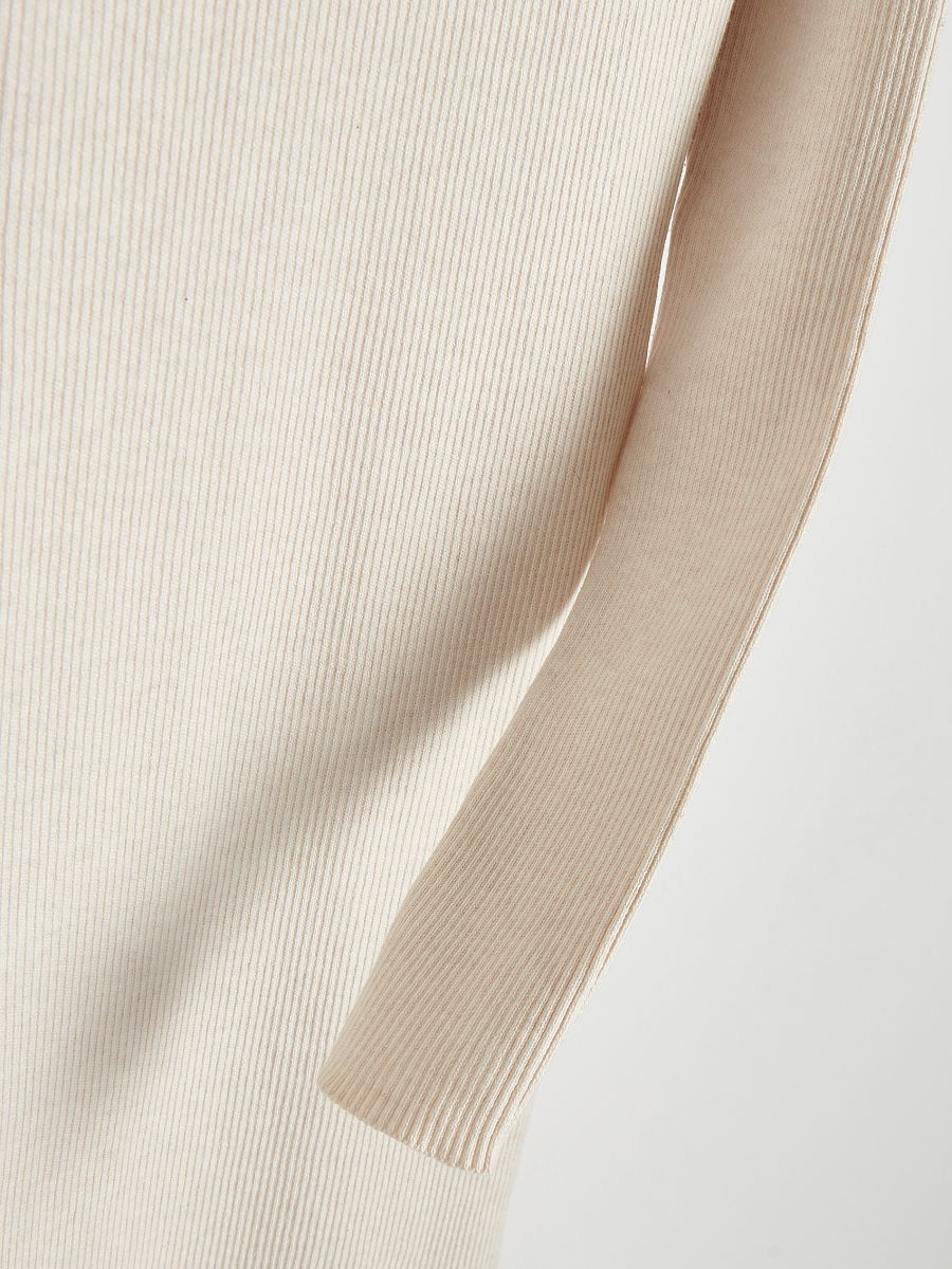 Ribbed midi dress with mock neck - nude - RESERVED - 7