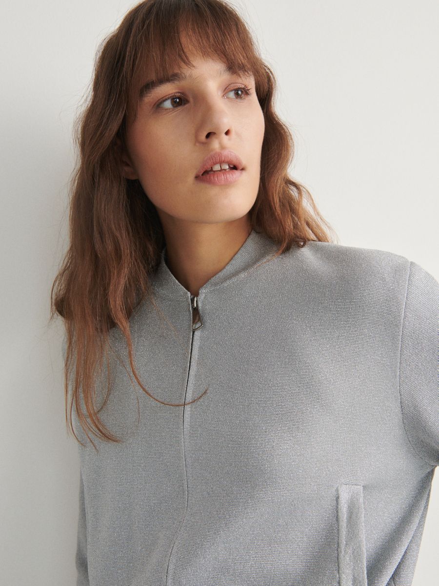 Cardigan with metallic effect - silver - RESERVED - 4