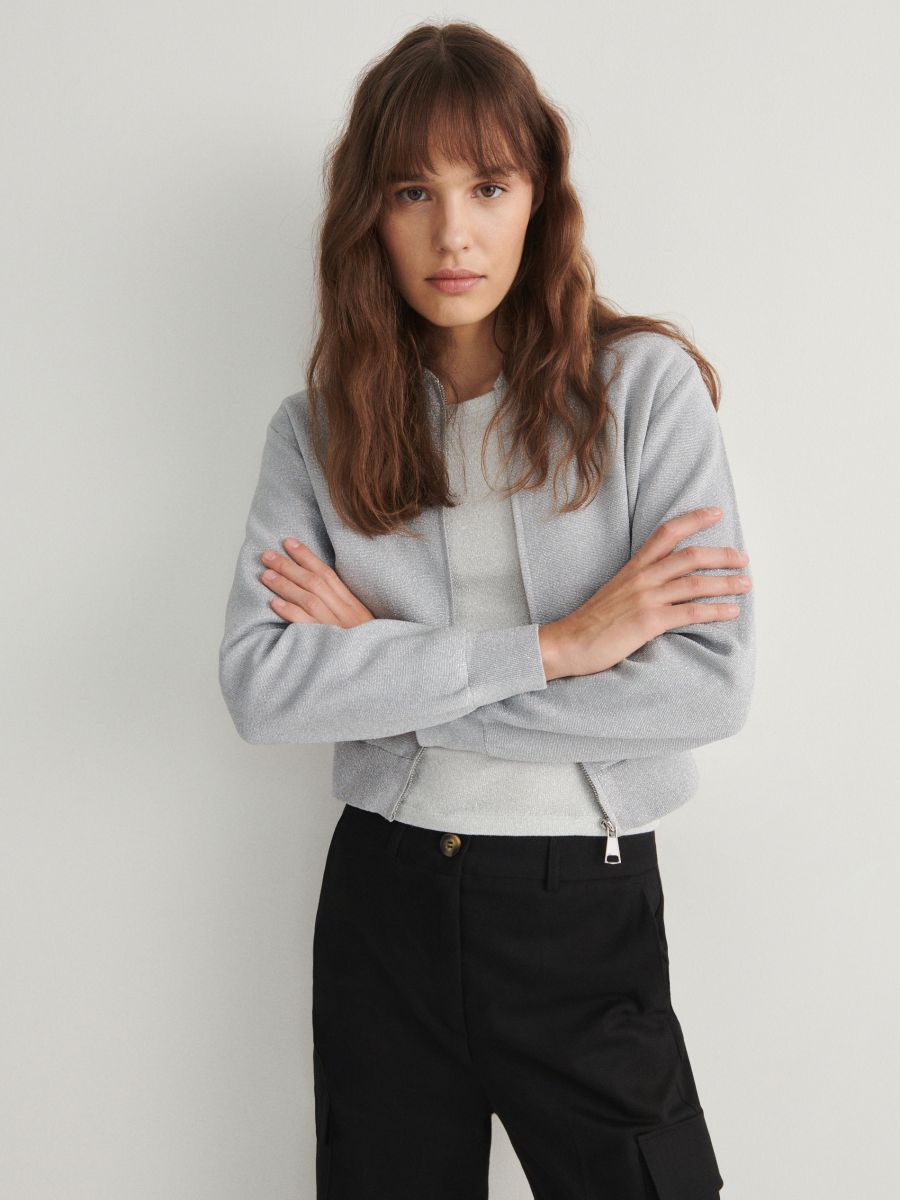 Cardigan with metallic effect - silver - RESERVED - 3
