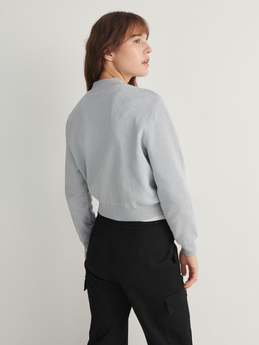 Cardigan with metallic effect - silver - RESERVED - 2
