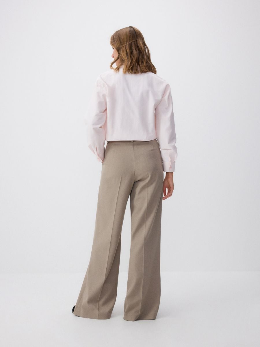 Trousers with contrast insert - beige - RESERVED - 5