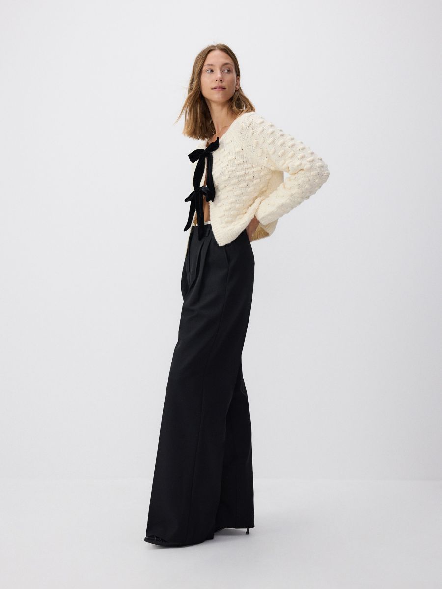 Trousers with contrast insert - black - RESERVED - 2