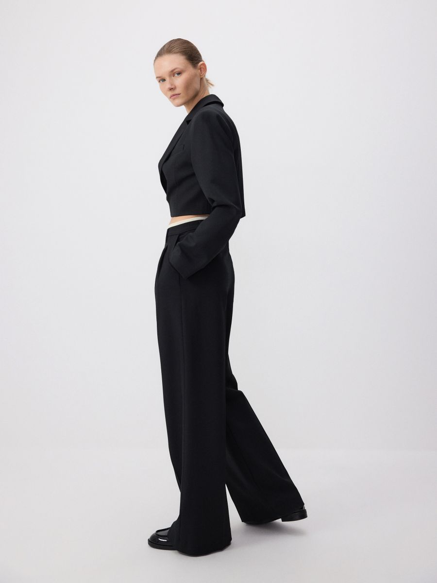 Trousers with contrast insert - black - RESERVED - 2