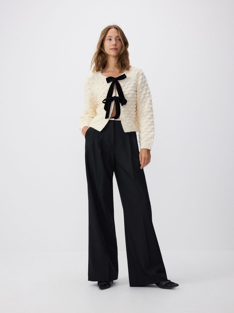 Trousers with contrast insert - black - RESERVED