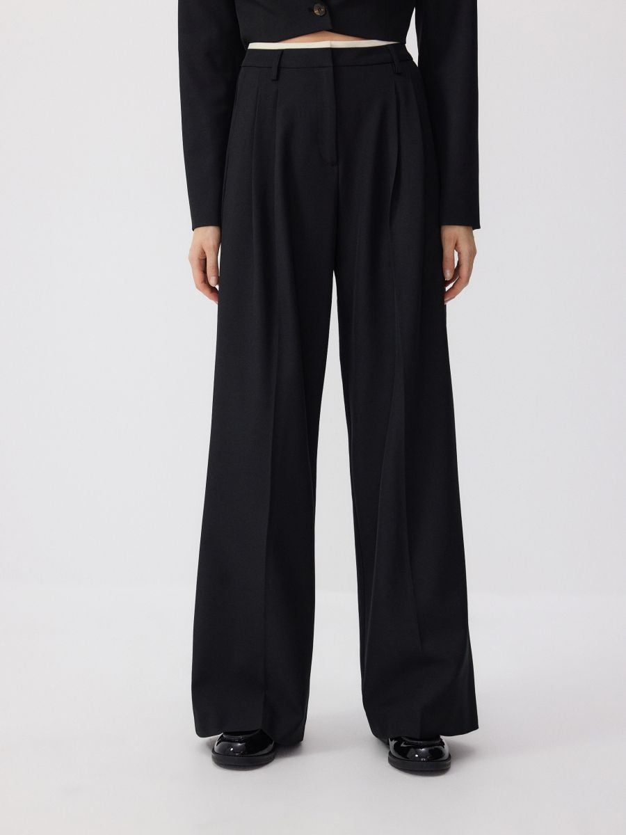 Trousers with contrast insert - black - RESERVED - 3