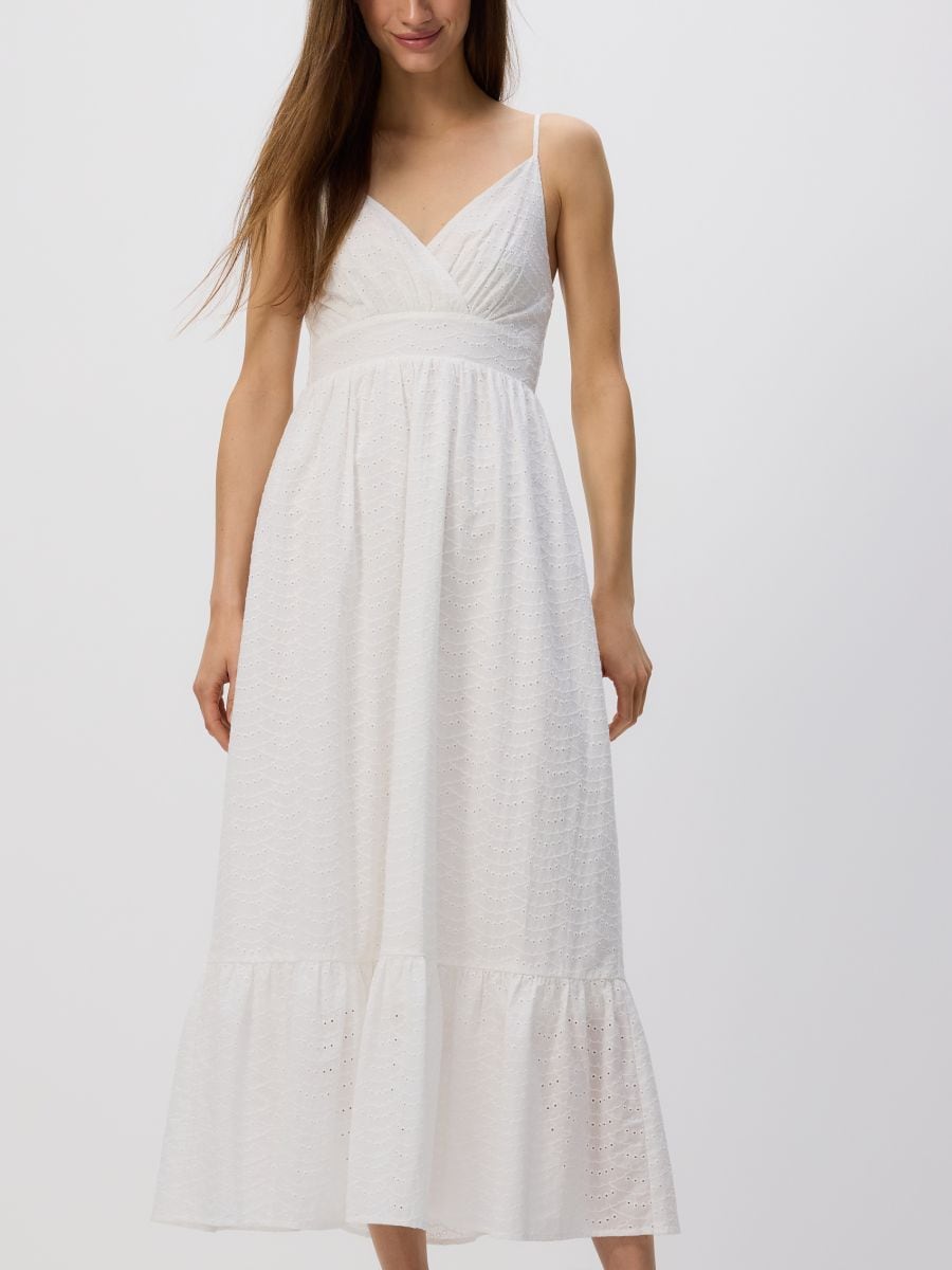 Openwork maxi dress - white - RESERVED