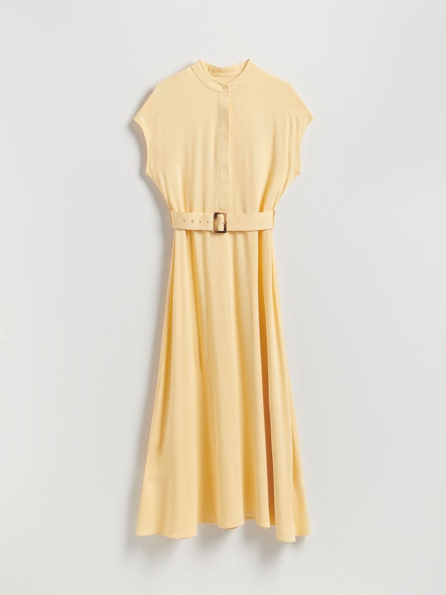 Rochie midi cu curea - galben-deschis - RESERVED