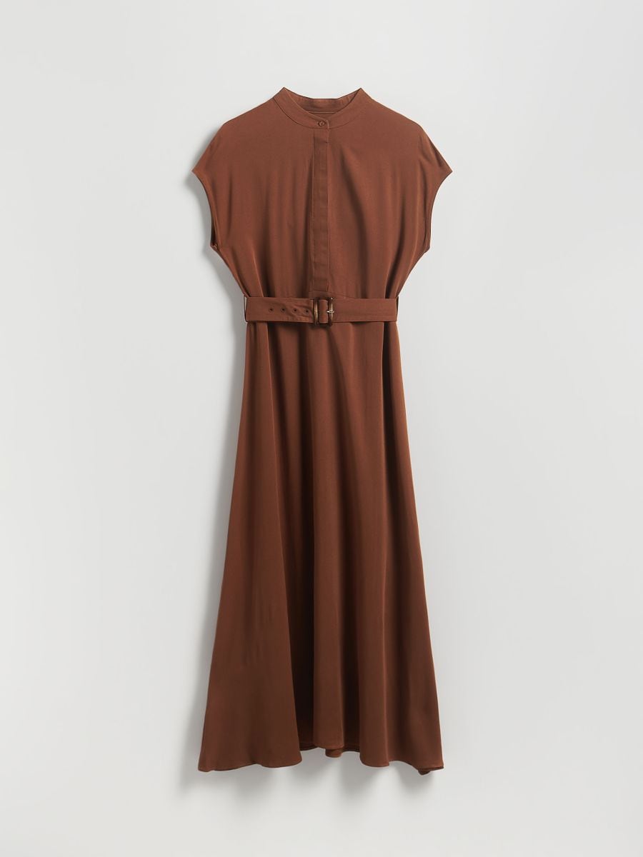 Midikleid mit Gürtel - braun - RESERVED