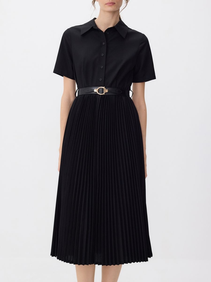 Dress with pleated skirt - black - RESERVED