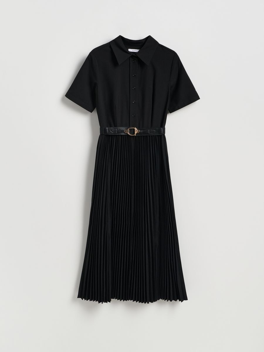 Dress with pleated skirt - black - RESERVED