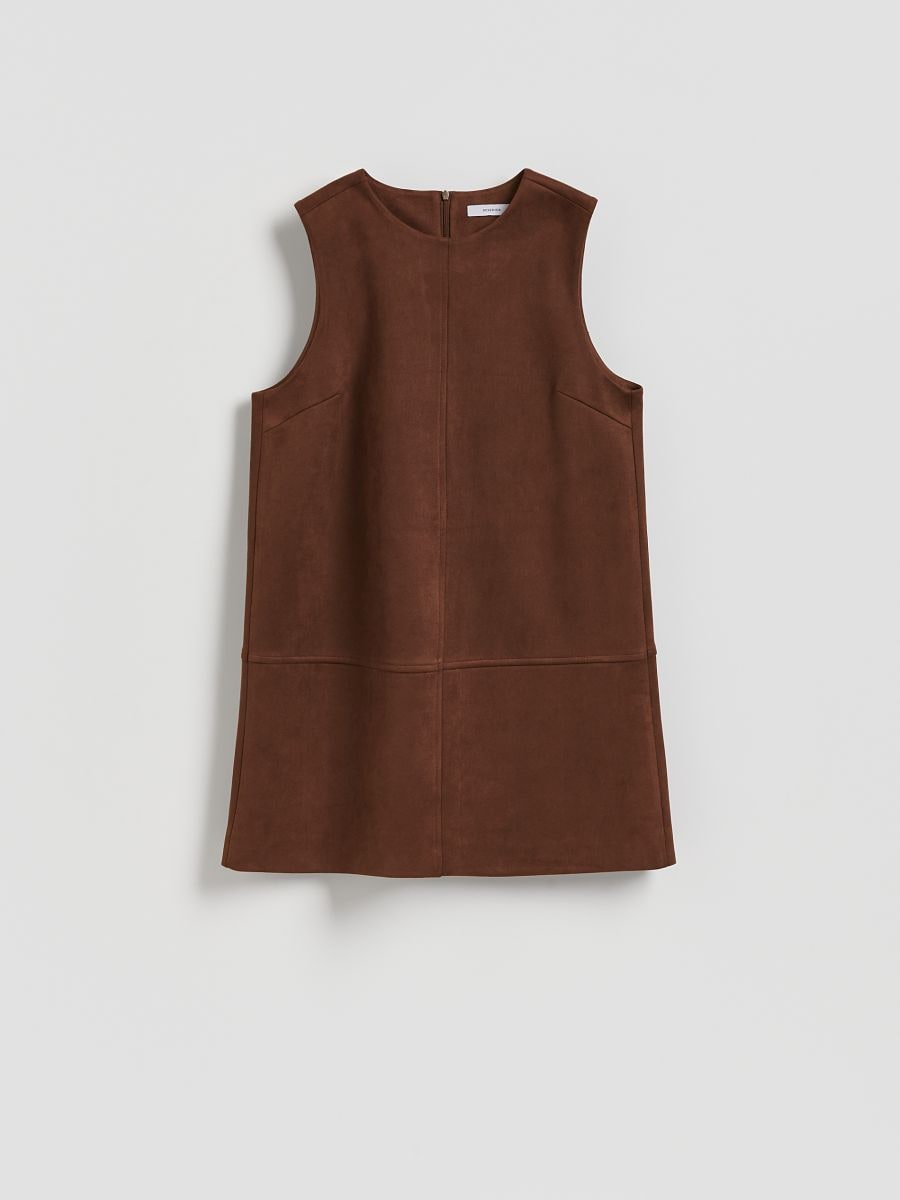 Faux suede mini dress - golden brown - RESERVED