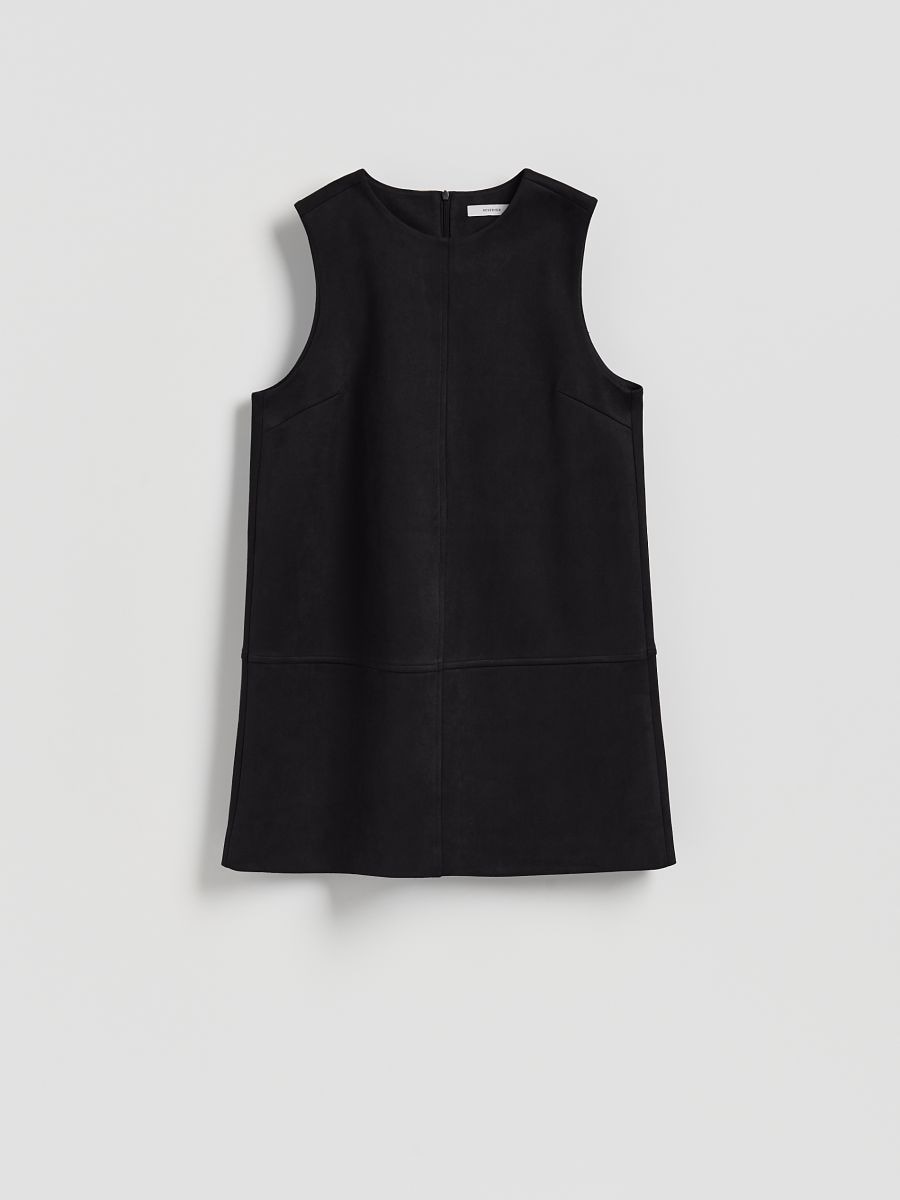 Faux suede mini dress - black - RESERVED